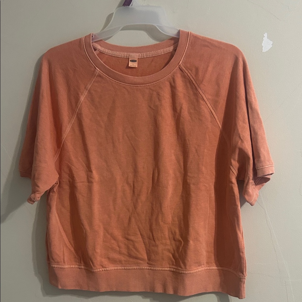 Old Navy Peach Short-Sleeve Crewneck Sweatshirt